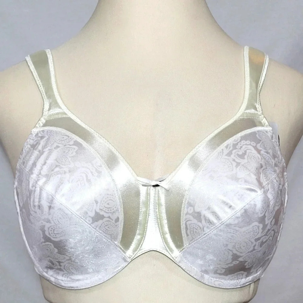 36D Bali 3562 Satin Tracings Underwire Bra White New with Tags